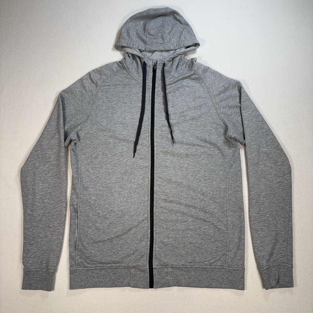 Travis Mathew Full Zip Sweatshirt Men's L Gray Pocket Drawstring Stretch *READ*
